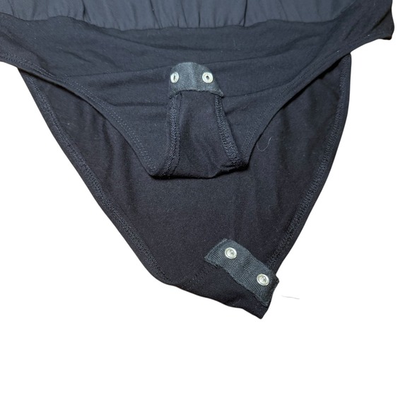 WAYF Black Lace Up Bodysuit Top‎ Sleeveless Snap Crotch Blouse Women's Size S - Picture 6 of 9